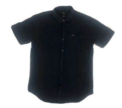 Camisa de manga corta RVCA para hombre talla M calce ajustado azul oscuro texturizada ropa de calle Foto 1 de 4