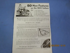 1932 INDIAN MOTORCYCLE SALES MODELS BROCHURE- MAILER- FOLD OUT- Original - Picture 1 of 11