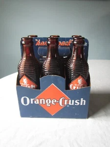 vintage 1950's Orange six pack carton- handipak with six 7 oz amber bottles. - Picture 1 of 14