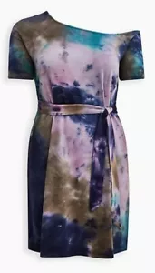Women's NWT Torrid Off Shoulder T-Shirt Dress - Lightweight Tie Dye, Size 5 - Picture 1 of 4