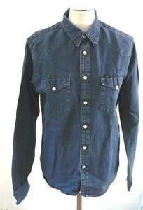 LEE WESTERN DENIM SHIRT MEN'S REGULAR FIT POPPERS Medium M BLUE - Picture 1 of 10