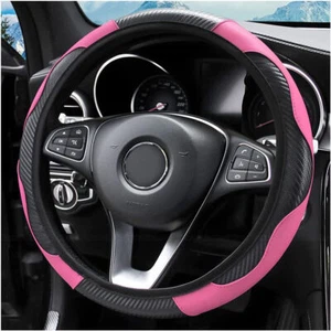 Universal 15''/38cm Leather Car Steering Wheel Cover Anti-slip Accessories Pink - Picture 1 of 12