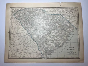 1921 SOUTH CAROLINA State Map RARE BLUE fm 1921 New Reference Atlas SEE DESCRIP - Picture 1 of 2