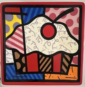 Romero Britto Square Side Plate 8x8 ice Cream - Picture 1 of 2