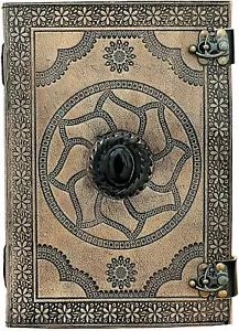 Handmade Leather Bound Notebook Writing Journal Diary Sketch Black stone Book - Picture 1 of 6