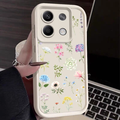 Case For Xiaomi Redmi Note 13 12 11 Pro Poco F6 X6 13T Flowers Matte Soft Cover - Image 1 of 4