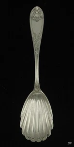 Antique 19th Century American Coin Silver Shell Bowl Serving Spoon 8 3/4" - Picture 1 of 4
