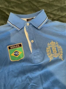 Tommy Hilfiger Polo Shirt Mens S/P Embroidered Brazil #8 Blue Brasil - Bild 1 von 6