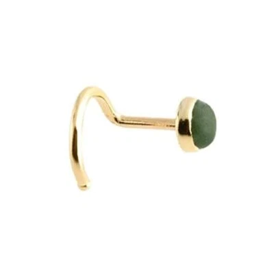 Tornillo nasal nariz relleno de oro 14K piedra jade verde 18-20 GA de 3 mm Foto 1 de 4