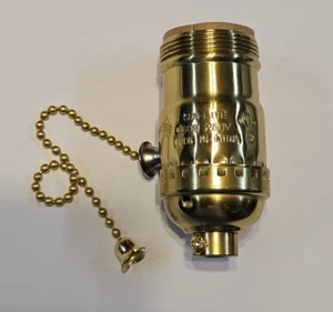 Solid Brass Pull Chain Industrial Style Lamp Socket With Uno Threads 48285JB - Picture 1 of 6
