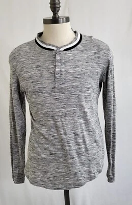 Alpha Beta Mens Shirt Long Sleeve Pullover Quarter Button Size Large Gray - Image 1 of 4
