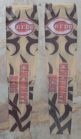 Cincinnati Reds 2 Pack Gift Sheer Tribal Tattoo Arm Sleeve OS Pair Black Red Cover