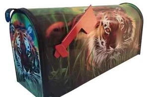 TIGER CUSTOM MAILBOX~NO PAINT~NO FADING~LAMINATED VINYL~JUNGLE CAT!!! - Picture 1 of 2