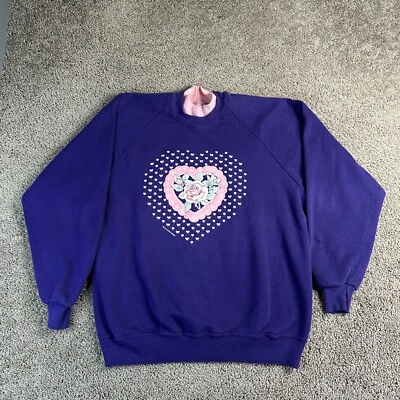 Sudadera DE COLECCIÓN Endless Designs Para Mujer 2X Púrpura Rosa Flor Cuello Alto Foto 1 de 4