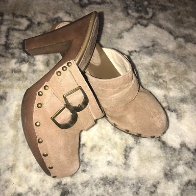 Mujer Dana Buchman Zueco Zapatos Tacones Cuero Avellana Desierto Talla 8 M Khol's Foto 1 de 4