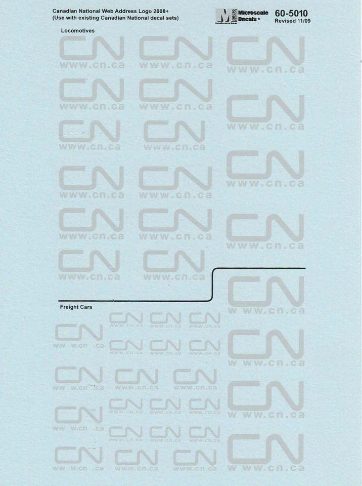 Microscale 60-5010 N CN Canadian National Web Address Grey 2008+ Logo Decals - Image 1 of 1