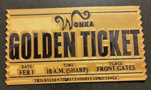 Boleto dorado WILLY WONKA IMPRESO EN 3D - Aprobado Artículo colectivo 7x4 - Imagen 1 de 2