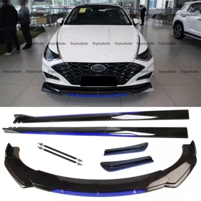 For Hyundai Elantra Front Bumper Lip 86" Side Skirt Rear Bumper Lip Black Blue - Image 1 of 4