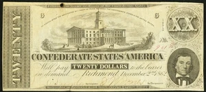 T51 CSA Estados Confederados de América $20 2 de diciembre de 1862 *¡Billete de la Guerra Civil!* - Imagen 1 de 2