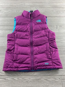 The North Face girls size Medium Purple blue full zip 550 goose down puffer vest - Picture 1 of 9