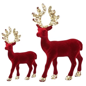 2er Set Deko Rentier Weiß Rot Grün modern Weihnachtsdeko Dekofigur Weihnachten - Bild 1 von 16