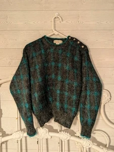 Suéter Mohair Vintage Mezcla a Cuadros Difuso Preppy Talla S  - Imagen 1 de 6