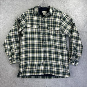 LL Bean Shacket Mens Small Green Tartan Plaid Flannel Fleece Lined Shirt Jacket - Picture 1 of 6