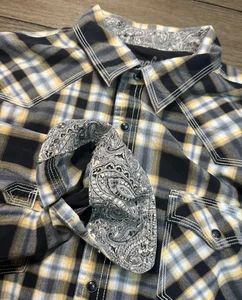 Camisa Wrangler 20X Gris A Presión Perla Manga Larga Para Hombre Talla XL Cuadros Western - Imagen 1 de 7