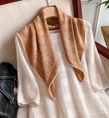 Pañuelo 70 % cachemir 30 % seda 26"" rosa encaje estampado pañuelo chal pañuelo envolvente  Foto 1 de 4