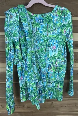 Lilly Pulitzer Girls Size 12 Sammy 2pc Pajama Set Green Lilly On Holiday NWT - Image 1 of 4