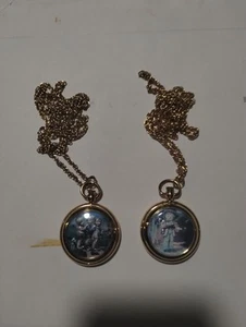 2 MJ Hummel Little Fiddler An Follow The Leader Pocket Watch Pendant Necklace - Picture 1 of 5