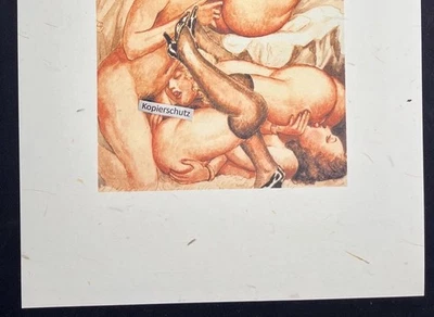 Erotischer Kunstdruck von unbekannt „Die Orgie“ (Gang bang) Paris aus 1935 - Bild 1 von 2