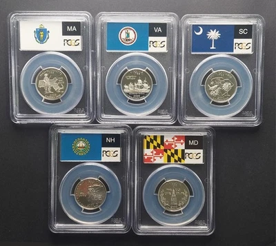 2000 S Complete Flag Set of proof State Quarters (5 coins) Silver -PCGS PR69DCAM - Image 1 of 2
