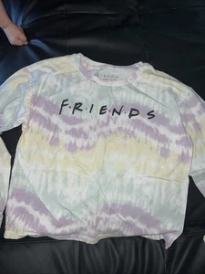 Friends Tie Dye Slightly Cropped Long Sleeve Tee Shirt Girls Size Medium / 8 - Picture 1 of 1