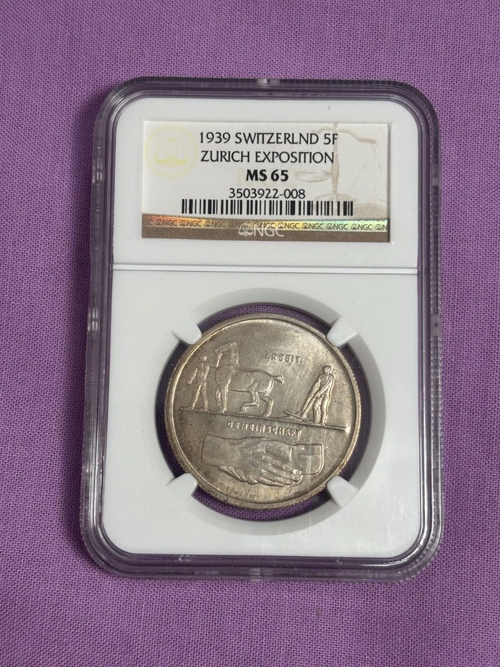 1939 Switzerland 5F Zurich Exposition MD65 NGC Coin - Image 1 of 4