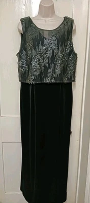 Jaques Vert Dress Size 16 Formal Black Velvet Maxi Sequin Bust Evening Gown Z3 - Image 1 of 4