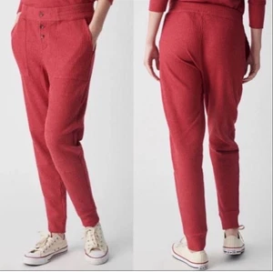 Faherty Women’s Red Waffle Knit Button-Front Thermal Jogger Lounge Pants Size M - Picture 1 of 2