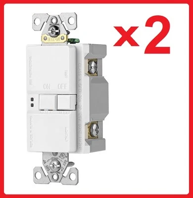(2) Eaton SGFD20W 20A Residential Commercial Flush 125 V GFCI White - Image 1 of 4