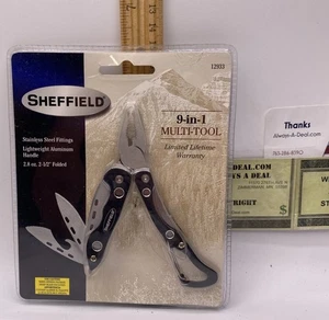 Sheffield Multi Tool 9-in-1 Stainless Steel Pliers Bottle Opener Key Chain New - Picture 1 of 2