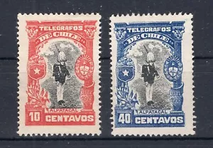 CHILE 1927 TAX stamps for telegram Telegraph ALPATACAL 10c red & 40c blue MNH - Picture 1 of 1