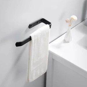 Black Bathroom Accessories Toilet Roll Holder Towel Rail Robe Hook Wall Mounted - Picture 1 of 11