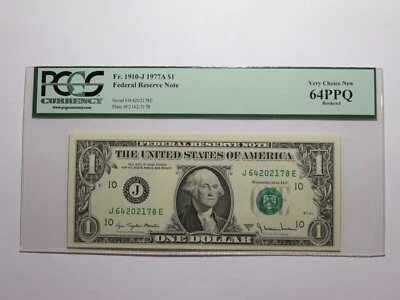 $1 1977 Bookend Kansas City Federal Reserve Bank Note Currency Bill PCGS 64PPQ - Image 1 of 3