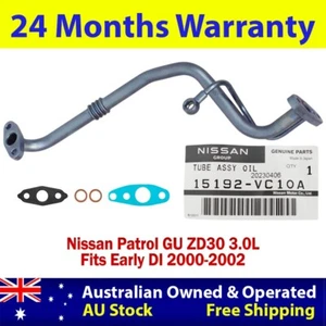 Genuine Turbo Oil Feed&Return Pipe+Gaskets For Nissan Patrol GU 3.0L 2000-2002 - Picture 1 of 8