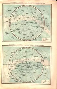 More details for celestial hemispheres/solar system. large antique chart, 1899