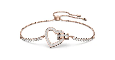 Swarovski 5636443 Braccialetto Lovely Cuore Bianco Placcato Oro Rosa - Immagine 1 di 2