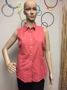 Tommy Hilfiger Woman’s Sleeveless Button Down Shirt Pink Sz M - Picture 1 of 7