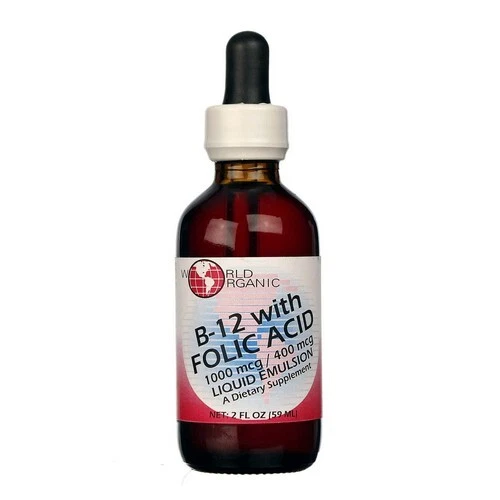 Líquido B-12 con ácido fólico 400 mcg / 1000 mcg 2 OZ de World Organics Foto 1 de 1