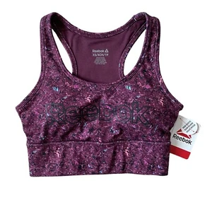 Reebok XS Racerback Sport BH Grape Wine Feuchtigkeit MGMT Medium Support Neu mit Etikett - Bild 1 von 11