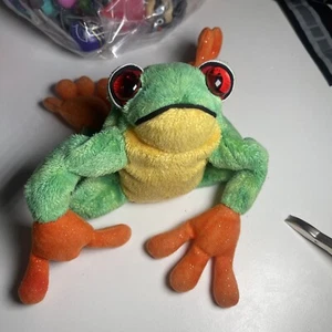 Ty Beanie Baby Panama The Frog Plush Green & Orange With Red Eyes2001 - Picture 1 of 5
