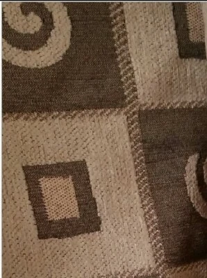 Tapestry Upholstery Thick Woven Fabric by the Yard - Square Brown Pattern - Image 1 of 3